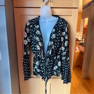 Umgee Black Floral Drawstring Waist Jacket